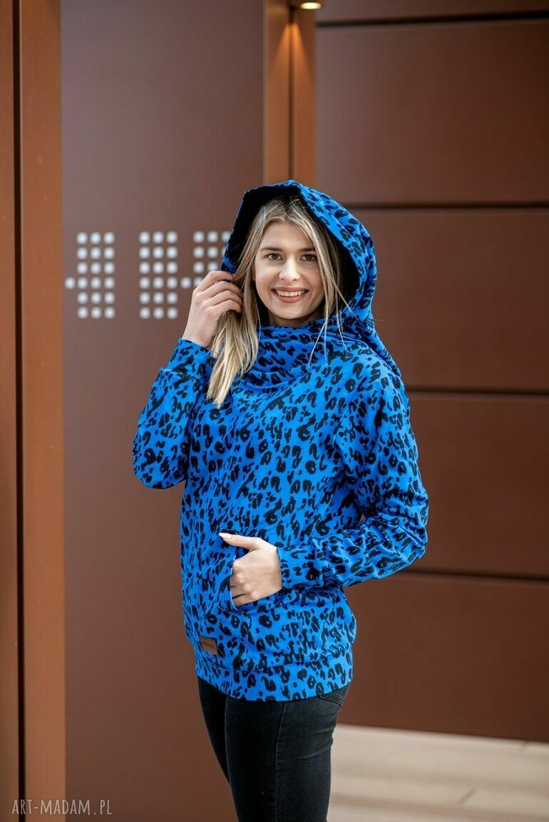 dresowa bawełniana bluza sportowa kangurka z dużym kapturem Hand Made