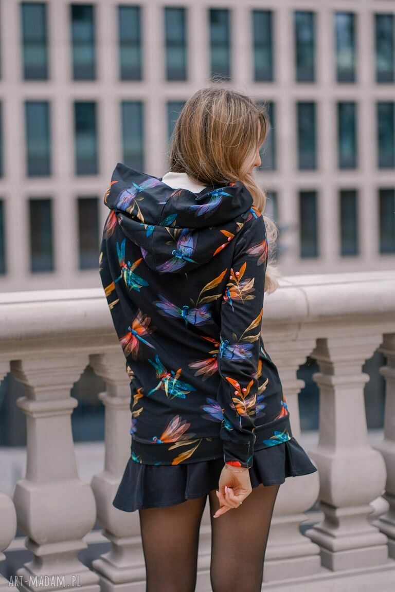 Dresowa bluza oversize unisex z dużym kapturem - kangurka w ważki