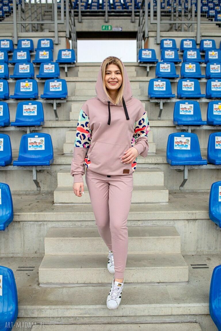 Bluza dresowa Nepal - brązowa w printy, handmade Nashani