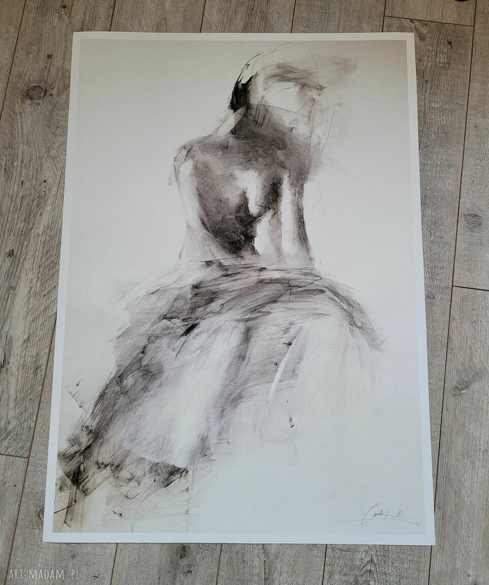 Kobieca inkografia „Dress” 100x70 - ręcznie nakładany węgiel
