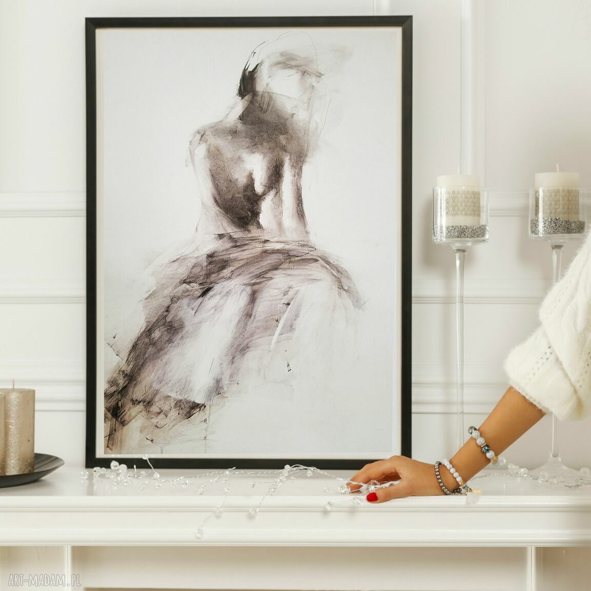 Kobieca inkografia „Dress” 100x70 - ręcznie nakładany węgiel