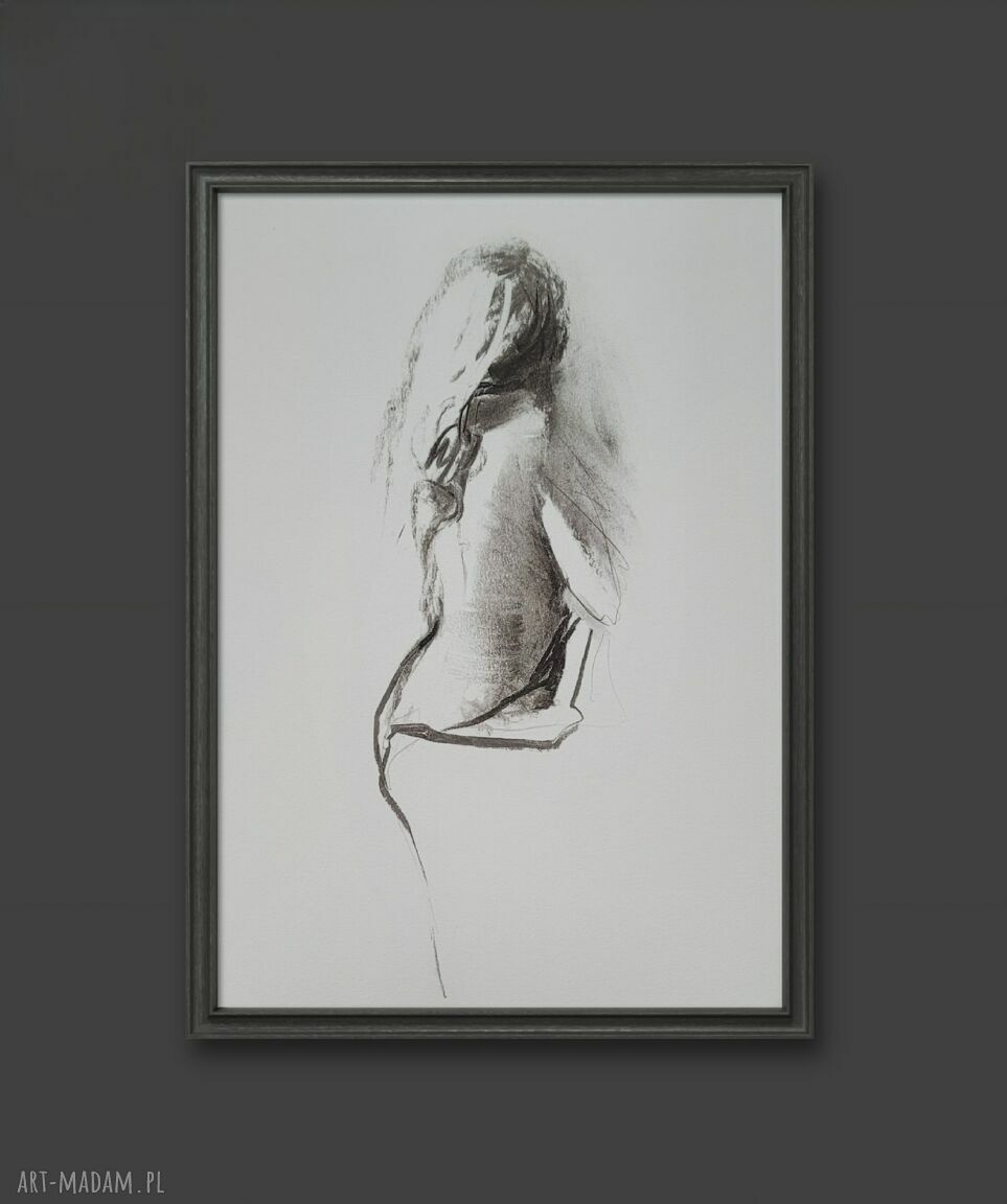 Dress - grafika kobieca 50x70 cm (czarno-biały szkic)