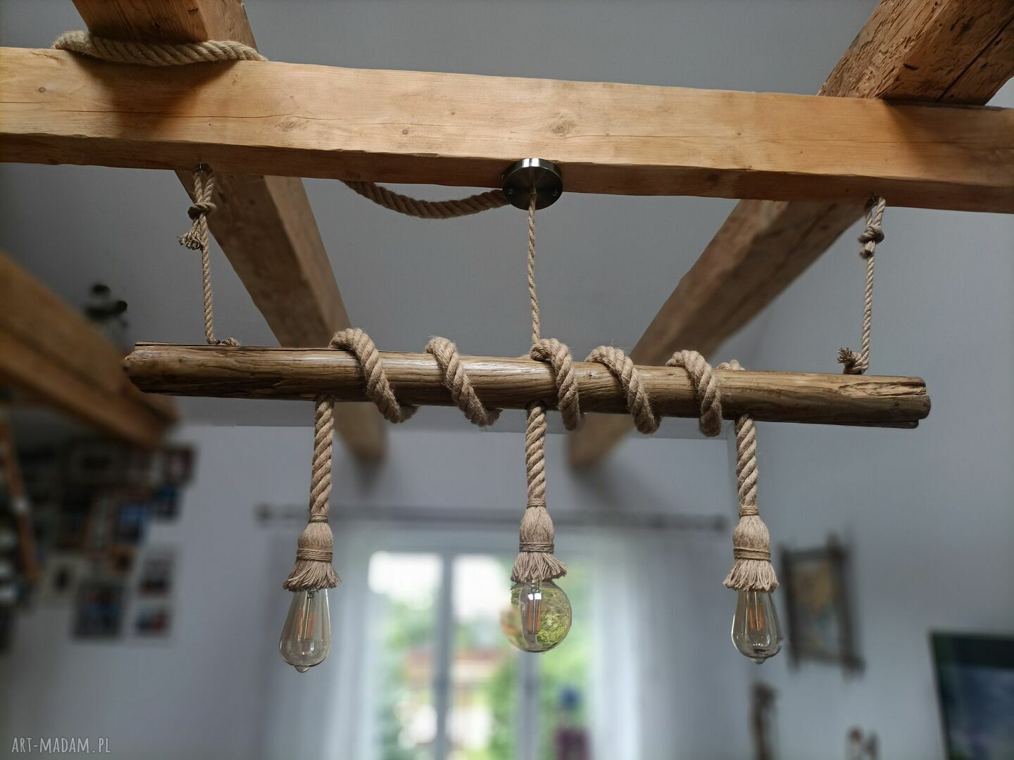 Drewniana lampa wisząca Jaro Blue0