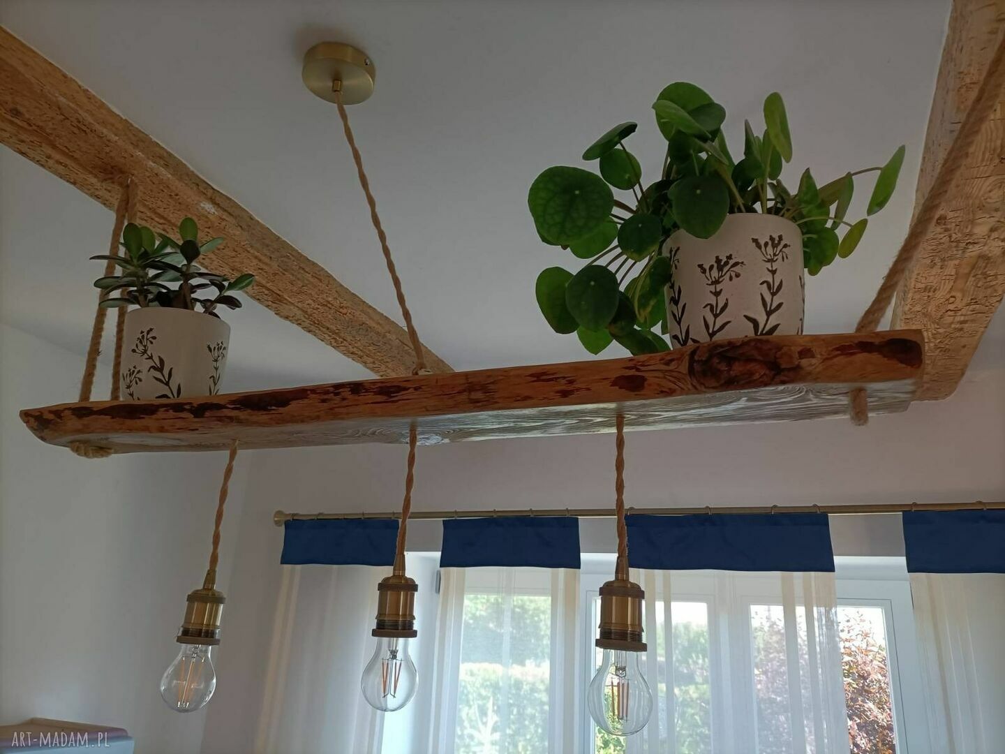 Drewniana lampa wisząca z drewna z morza