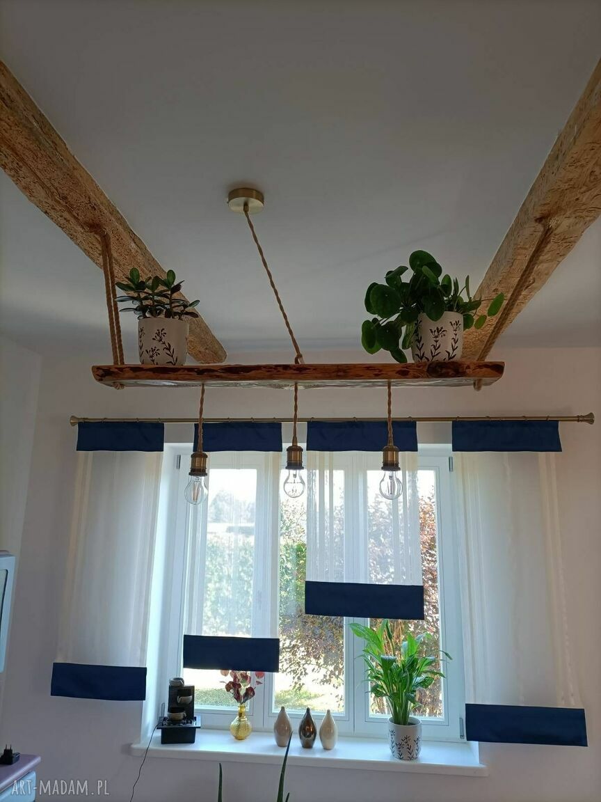 Drewniana lampa wisząca z drewna z morza
