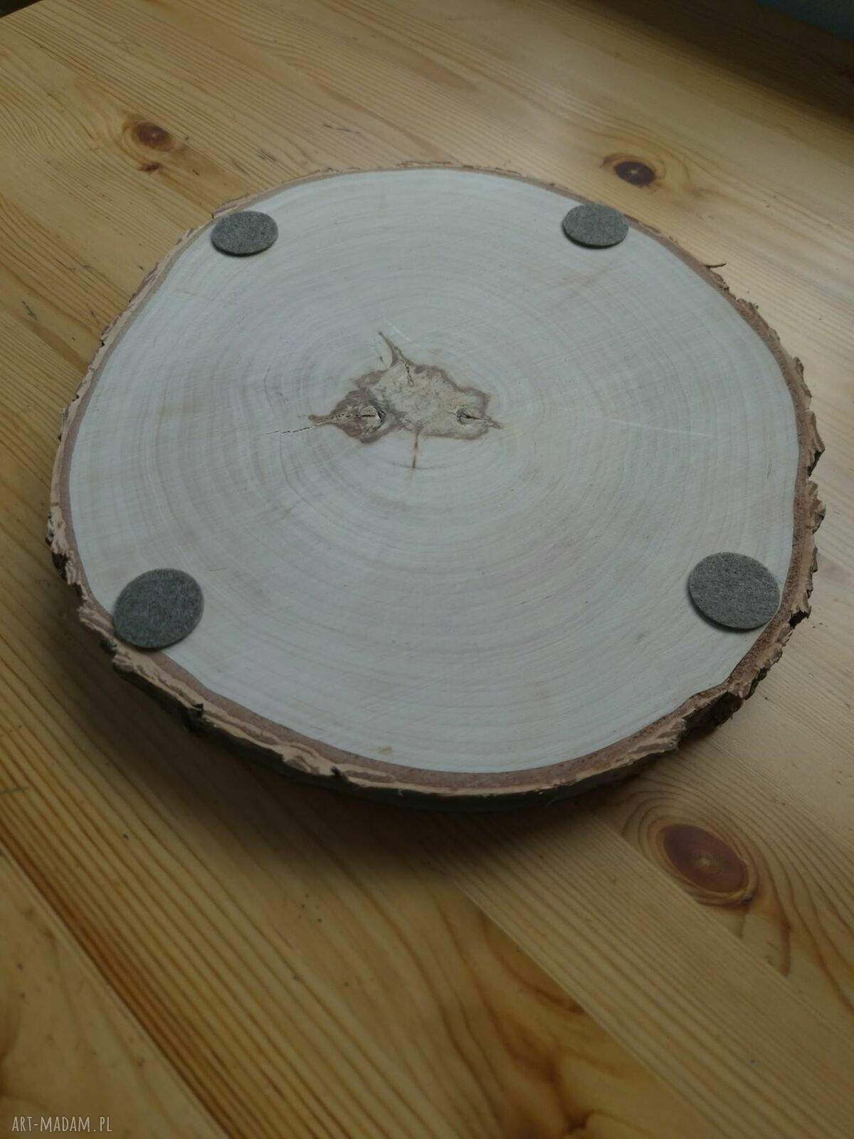Drewniana podstawka dekoracyjna 30 cm z grafiką ptaszka