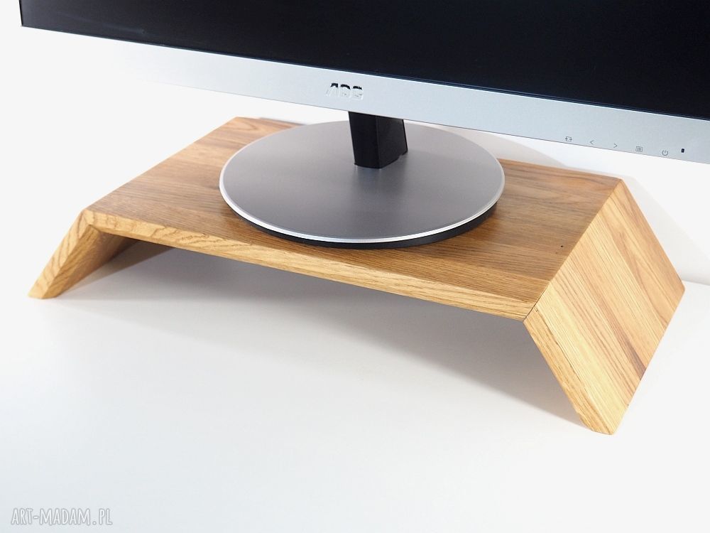 Drewniana podstawka pod monitor z dębu ergonomiczny stojak