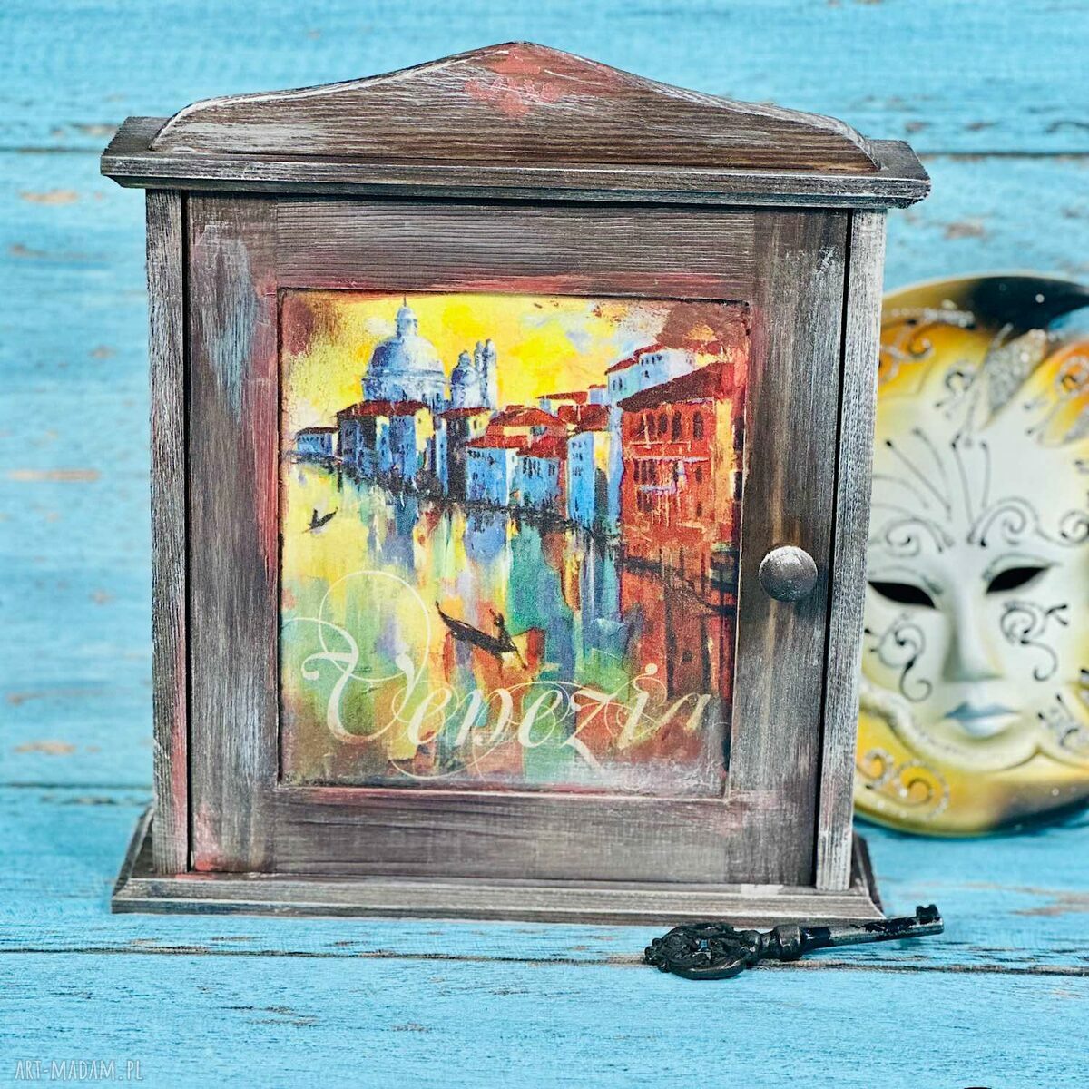 Drewniana szafka na klucze Venezia - prezent w stylu shabby chic