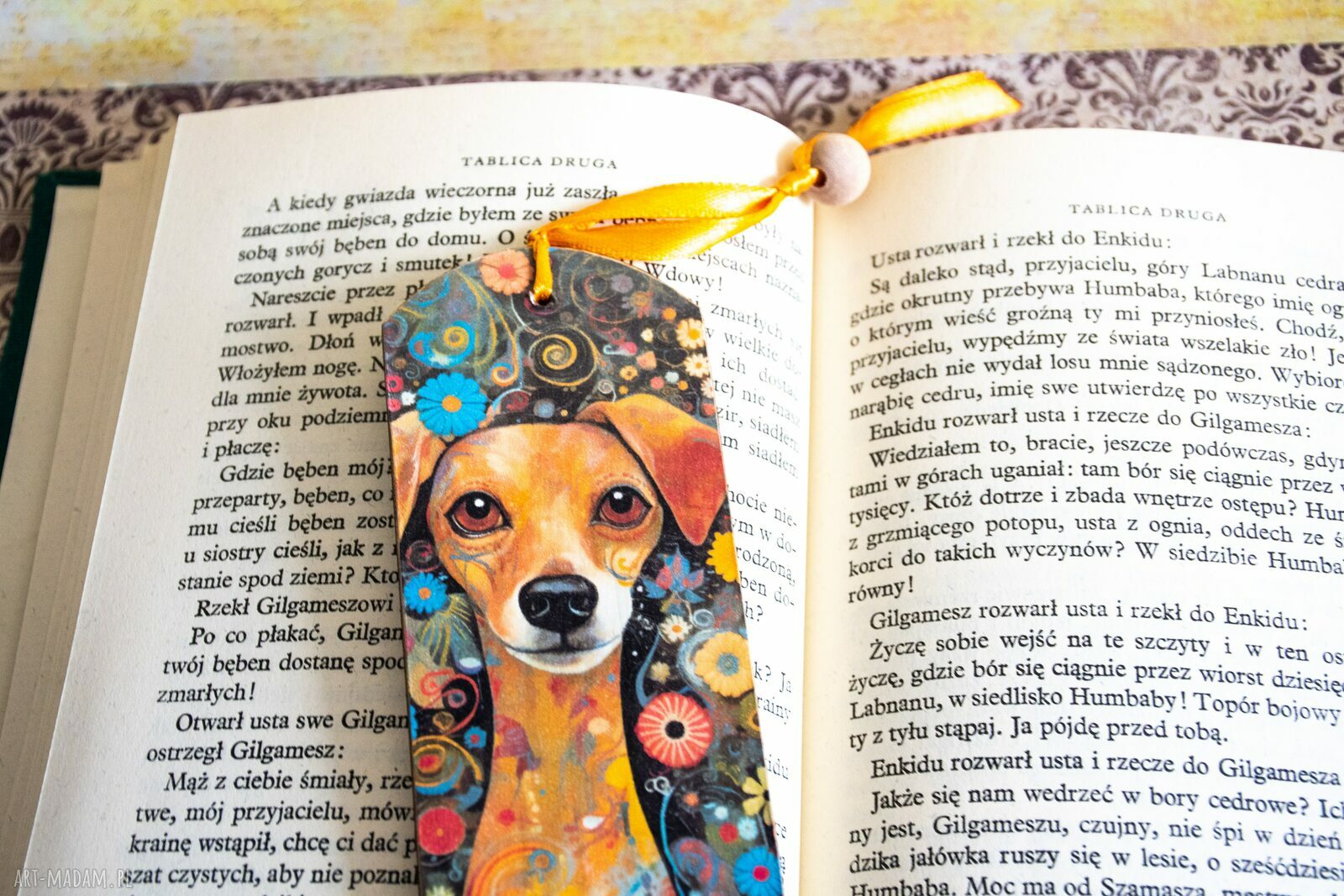 Drewniana zakładka do książki "Witaj piesku" - dla niej, handmade