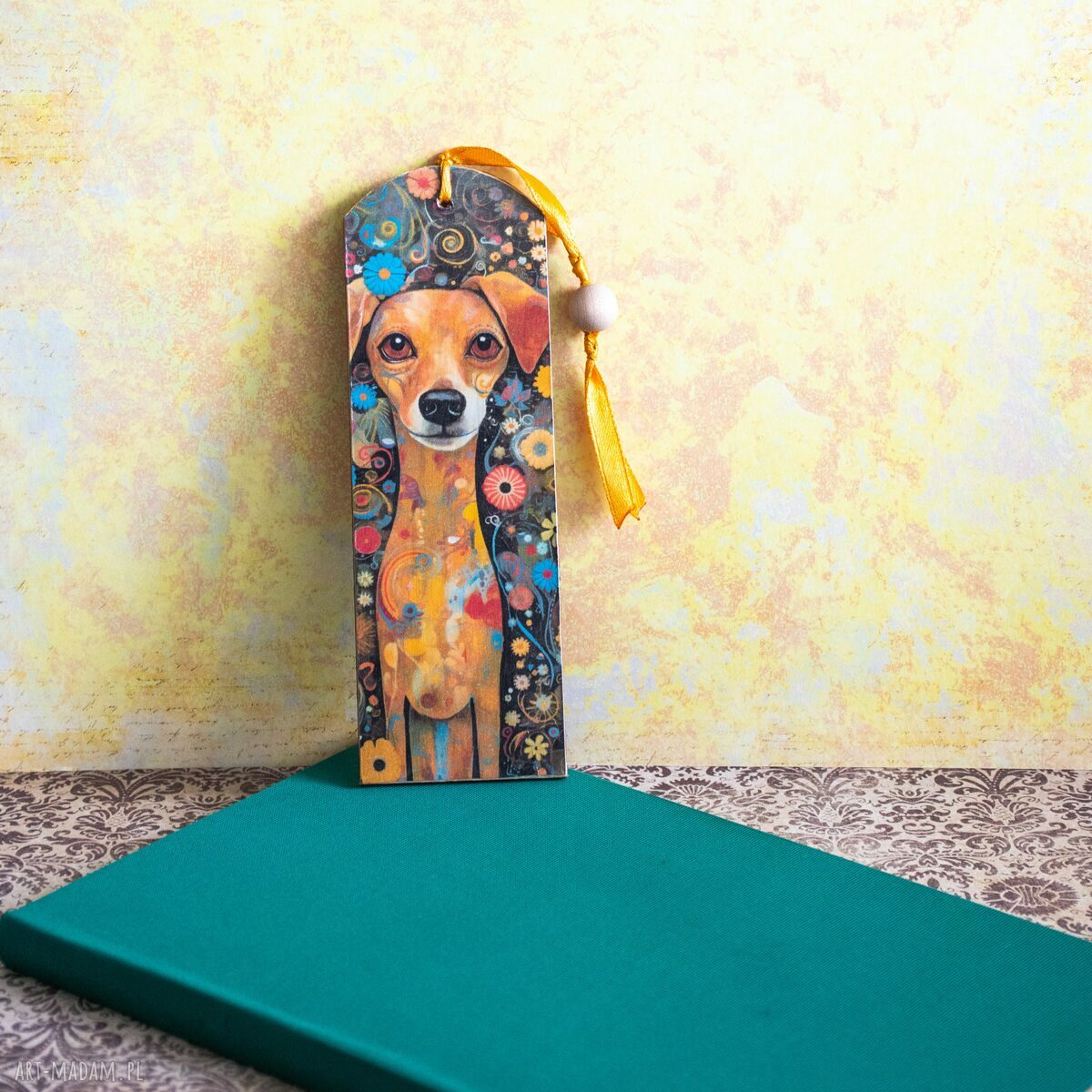 Drewniana zakładka do książki "Witaj piesku" - dla niej, handmade