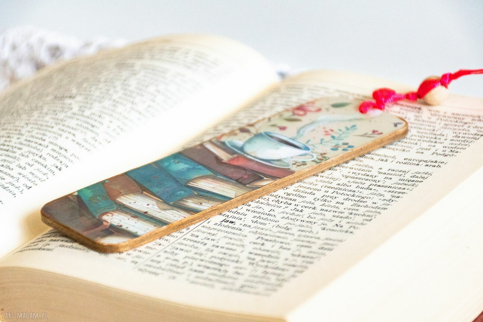 Drewniana zakładka do książki Makowa panienka - handmade dla dziewczynki