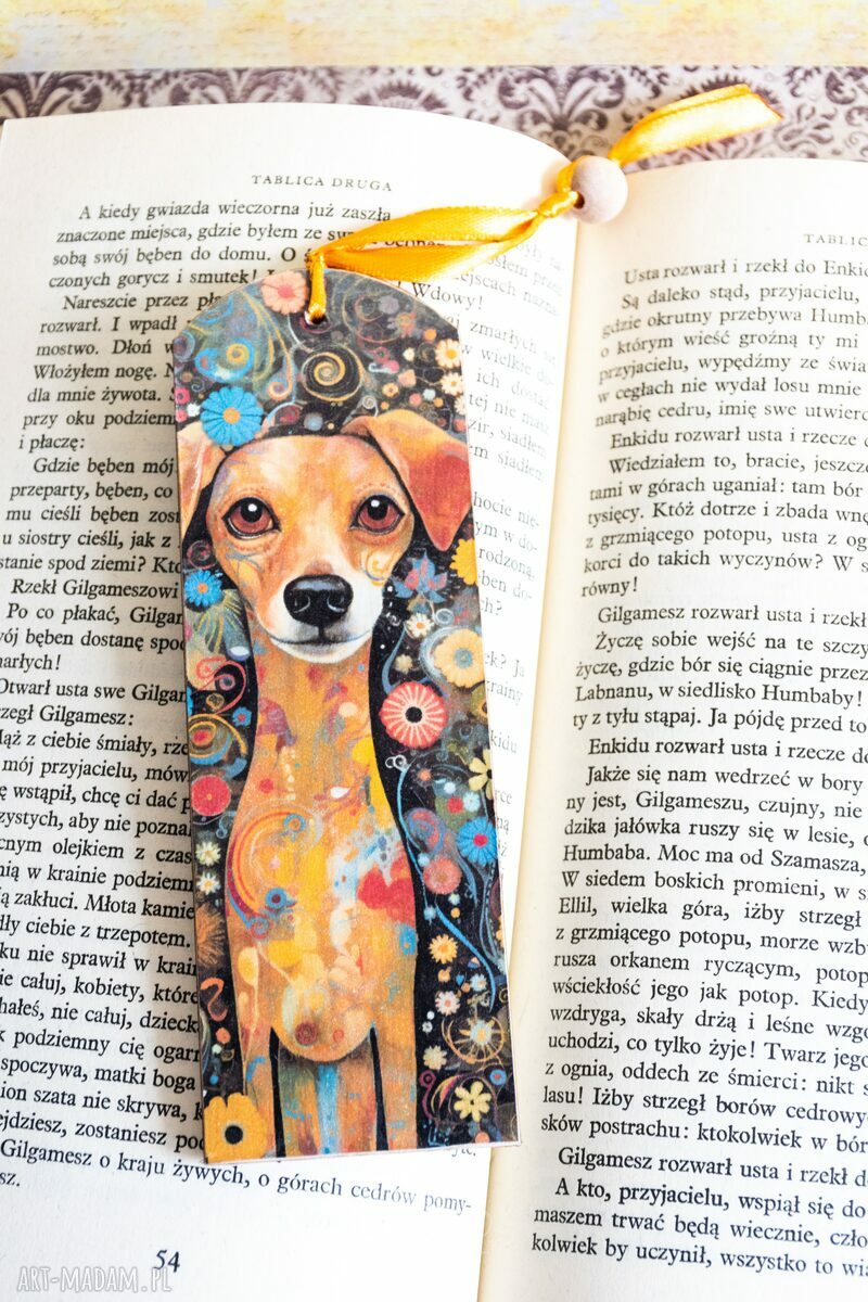 Drewniana zakładka do książki "Witaj piesku" - dla niej, handmade