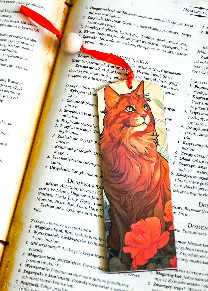 Drewniana zakładka do książki - Rudy kociak
