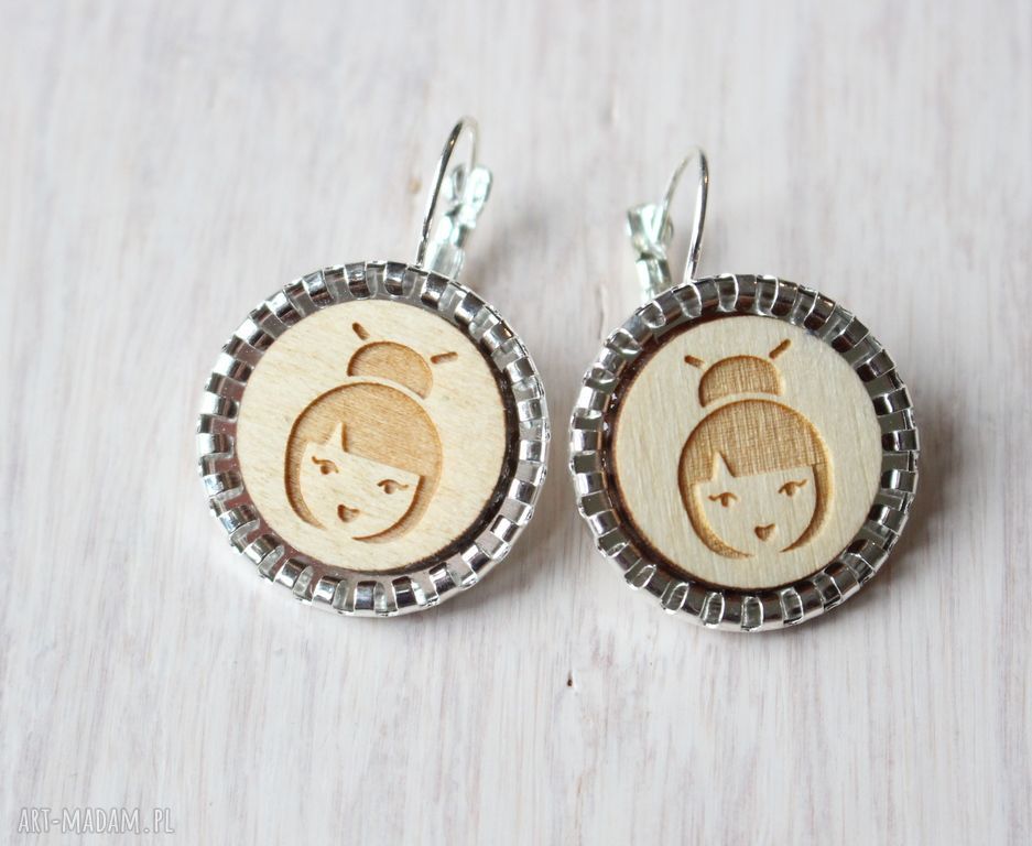 Drewniane kolczyki GEISHA - ekologiczne
