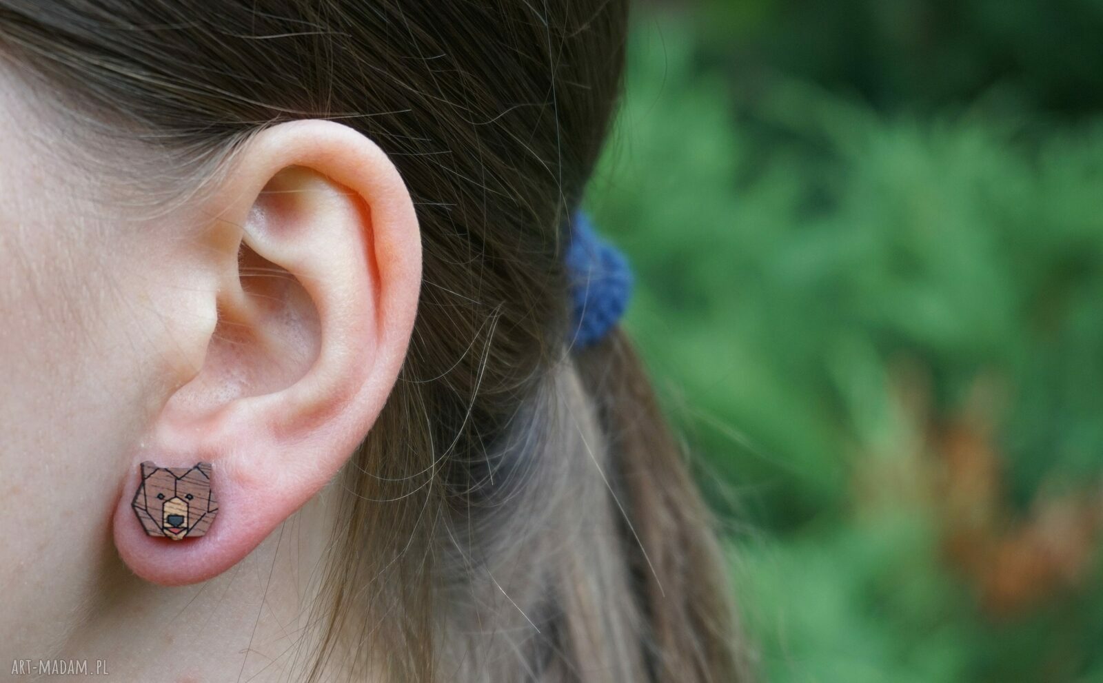 Kolczyki drewniane Niedźwiedzie - ręcznie malowane i hipoalergiczne