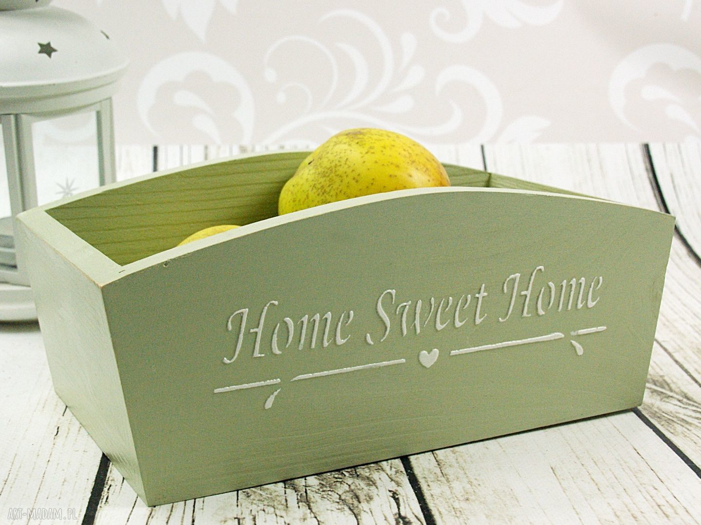 Drewniany pojemnik Home Sweet Home (DR21) na owoce i bibeloty