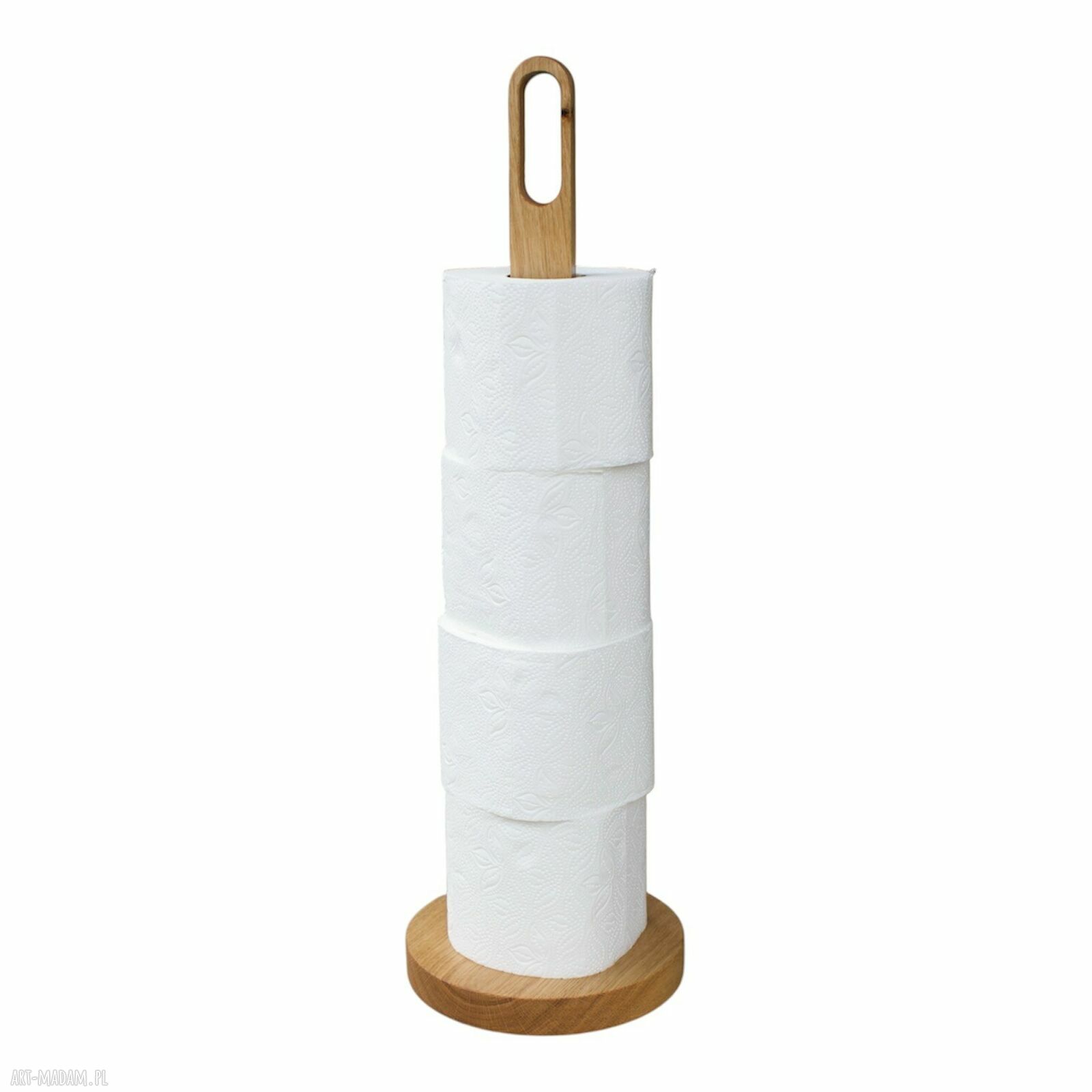Drewniany stojak na papier toaletowy na 4 rolki - dębowy