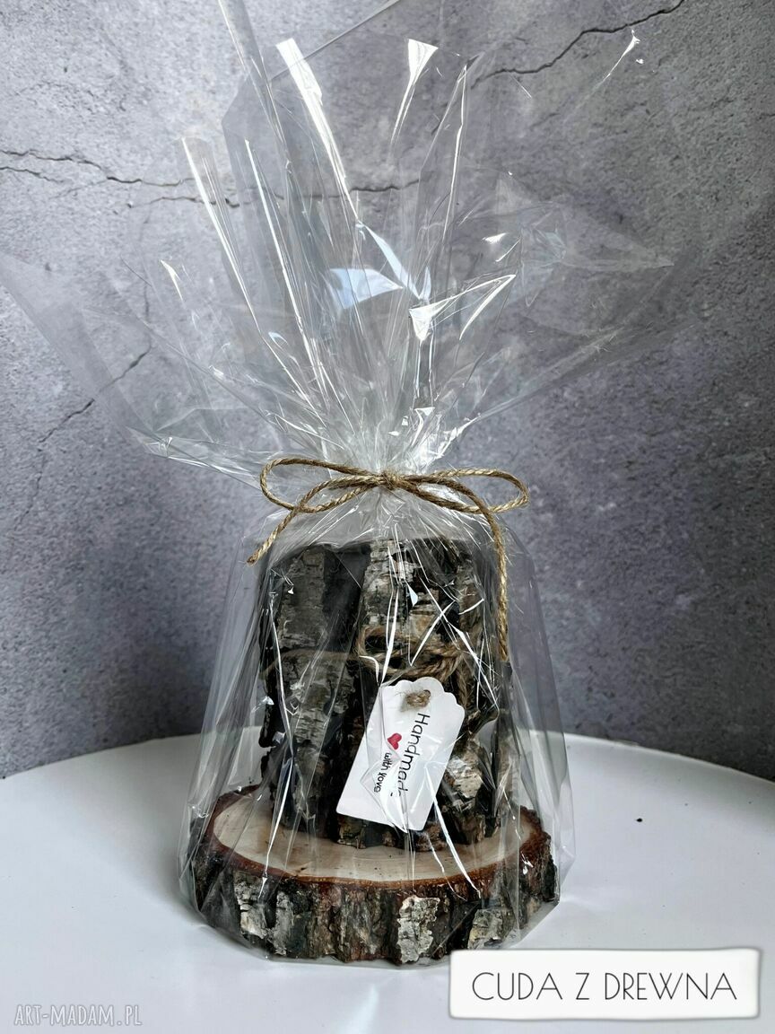 świeczniki: Drewniany świecznik podstawka zapakowane na prezent Ręczne wykonanie