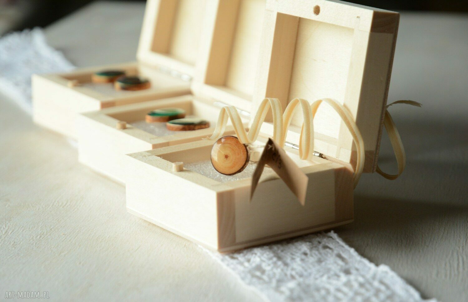 Kolczyki z brzozy naturalne Handmade