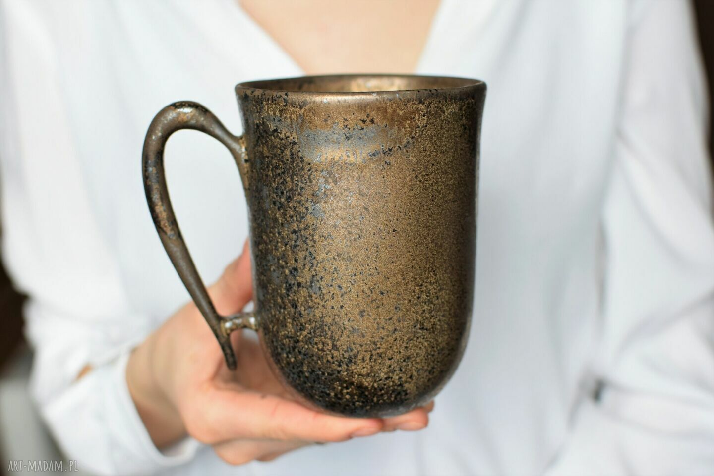 Duży Kubek Ceramiczny 550ml Złoto & Srebro
