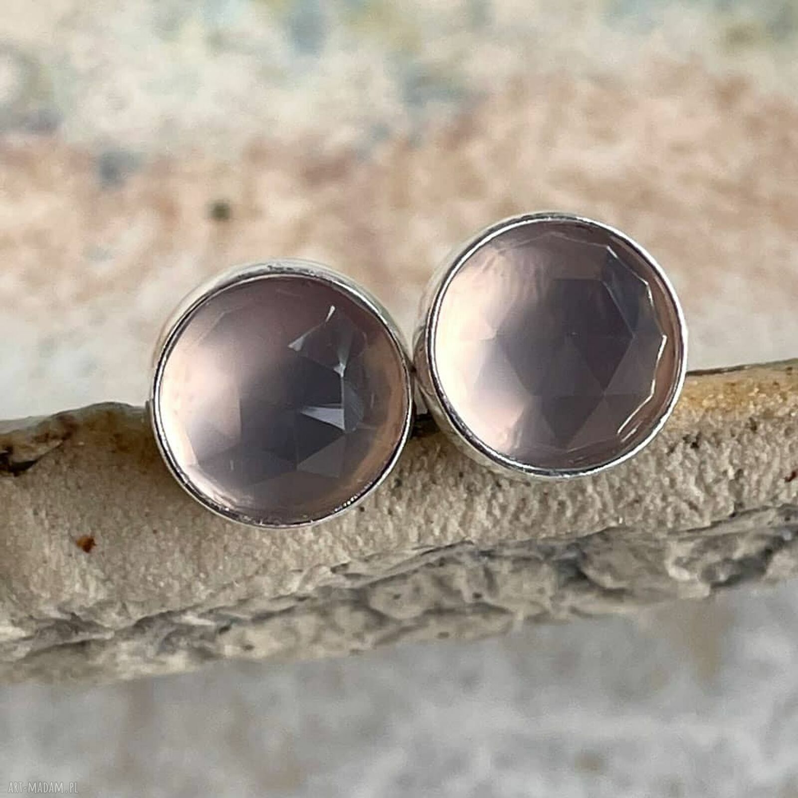Drobne sztyfty z fasetowanym chalcedonem d178 - srebro 925