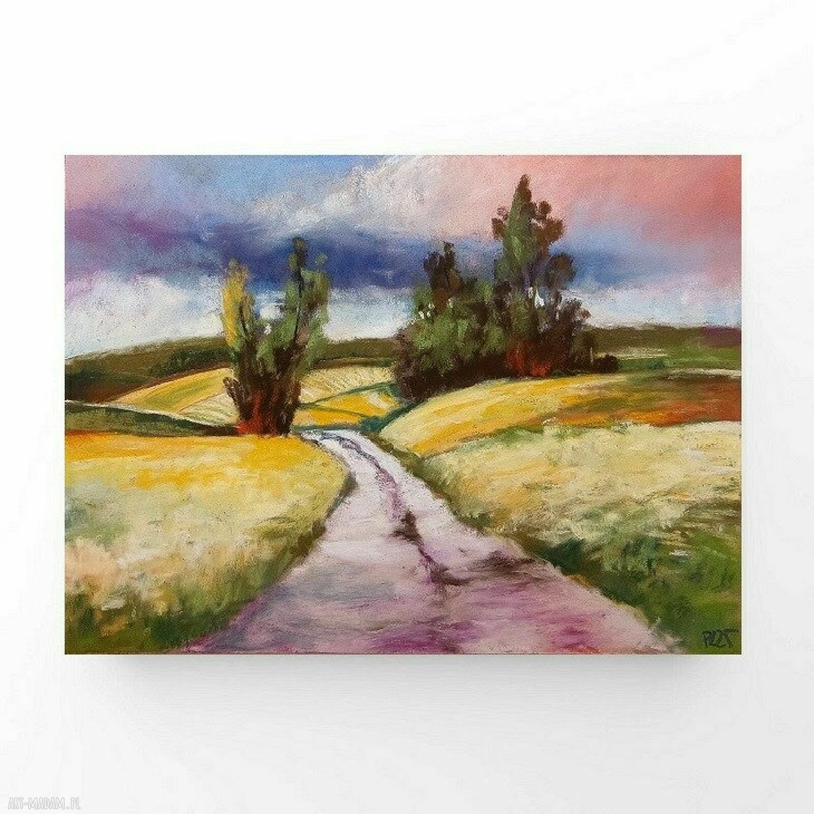 DROGA - pastelowy pejzaż 18x24 cm