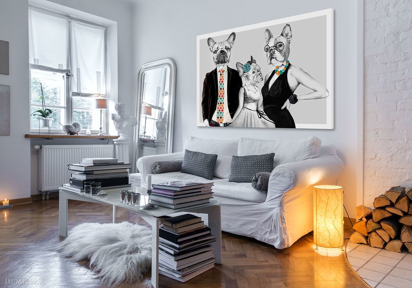 Obraz drukowany na płótnie Buldogi Francuskie - rodzina 120x80 cm