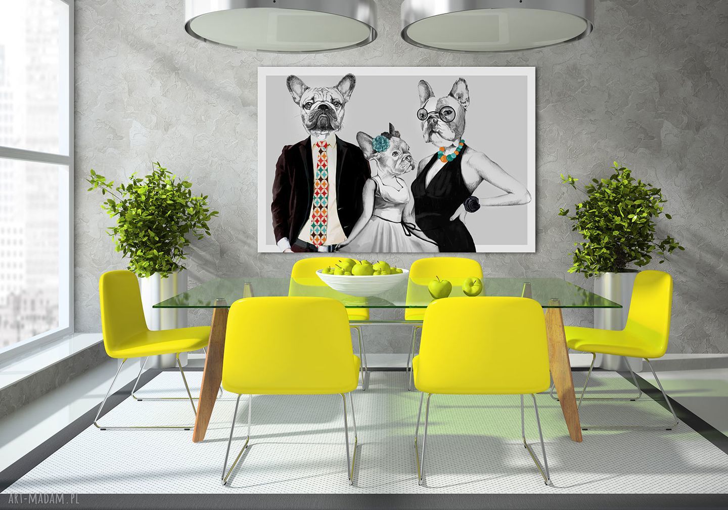 Obraz drukowany na płótnie Buldogi Francuskie - rodzina 120x80 cm