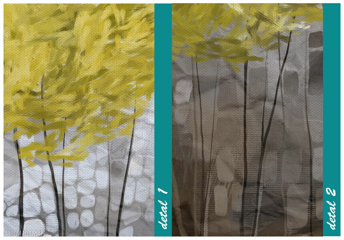 Pejzaż z drzewami w brązach - obraz 147x60 cm na płótnie