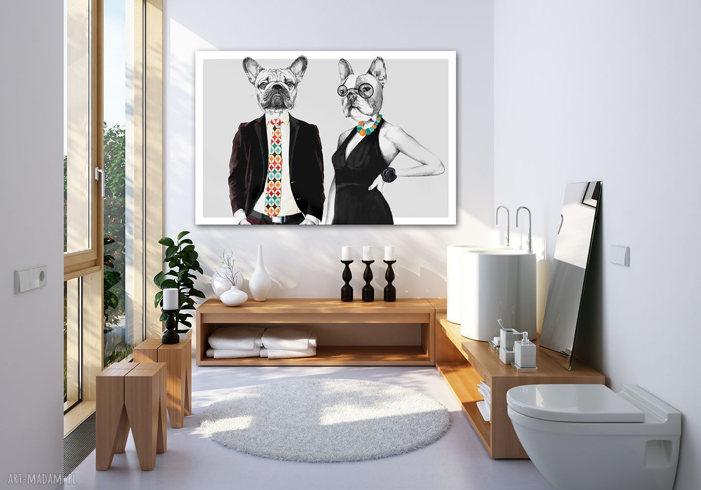 Drukowany obraz na płótnie: Zakochane buldożki francuskie 120x80 cm