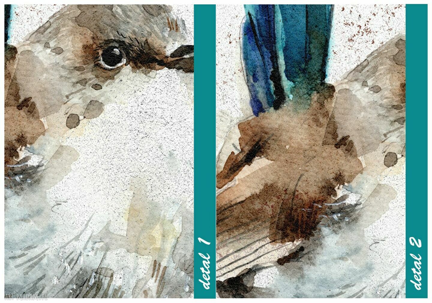 Obraz na płótnie AKWARELOWY BLUEBIRD 40x60 cm - gotowy do zawieszenia