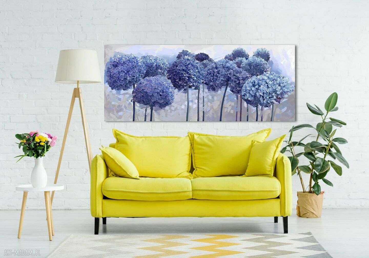 Hortensje na płótnie 147x60 cm - obraz gotowy do powieszenia
