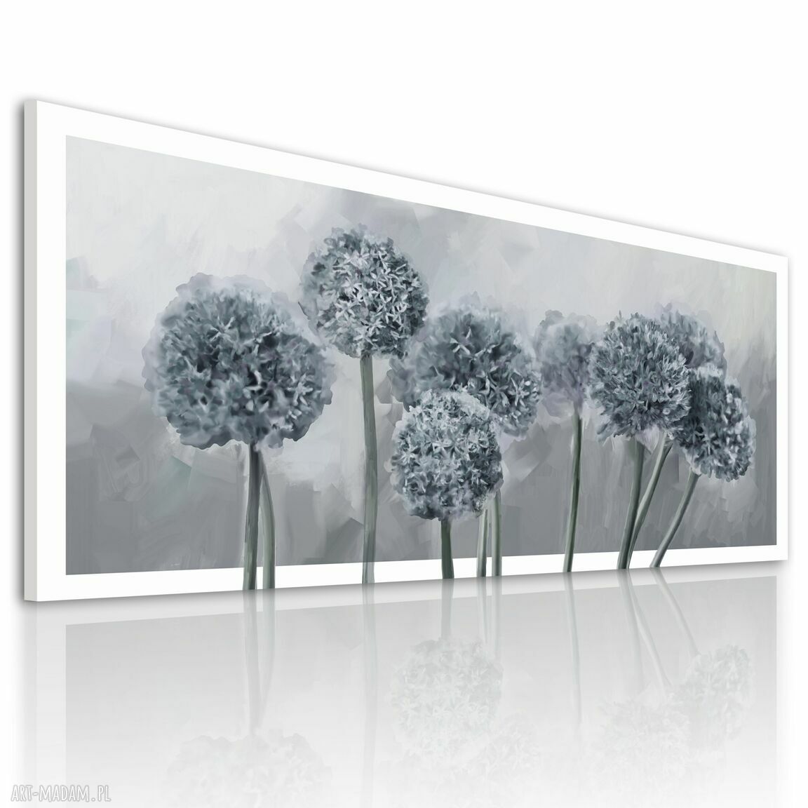 Obraz drukowany na płótnie - Kwiaty czosnku w odcieniach szarości 147x60 cm
