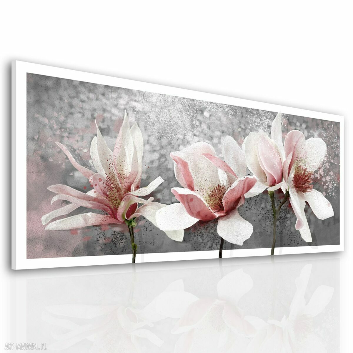 Obraz na płótnie z magnoliami w pastelowych barwach 147x60 cm (gotowy do powieszenia)