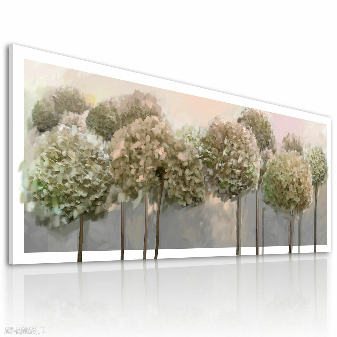 Obraz drukowany na płótnie Kwiaty Hortensji w pastelowych barwach - format 147x60 cm