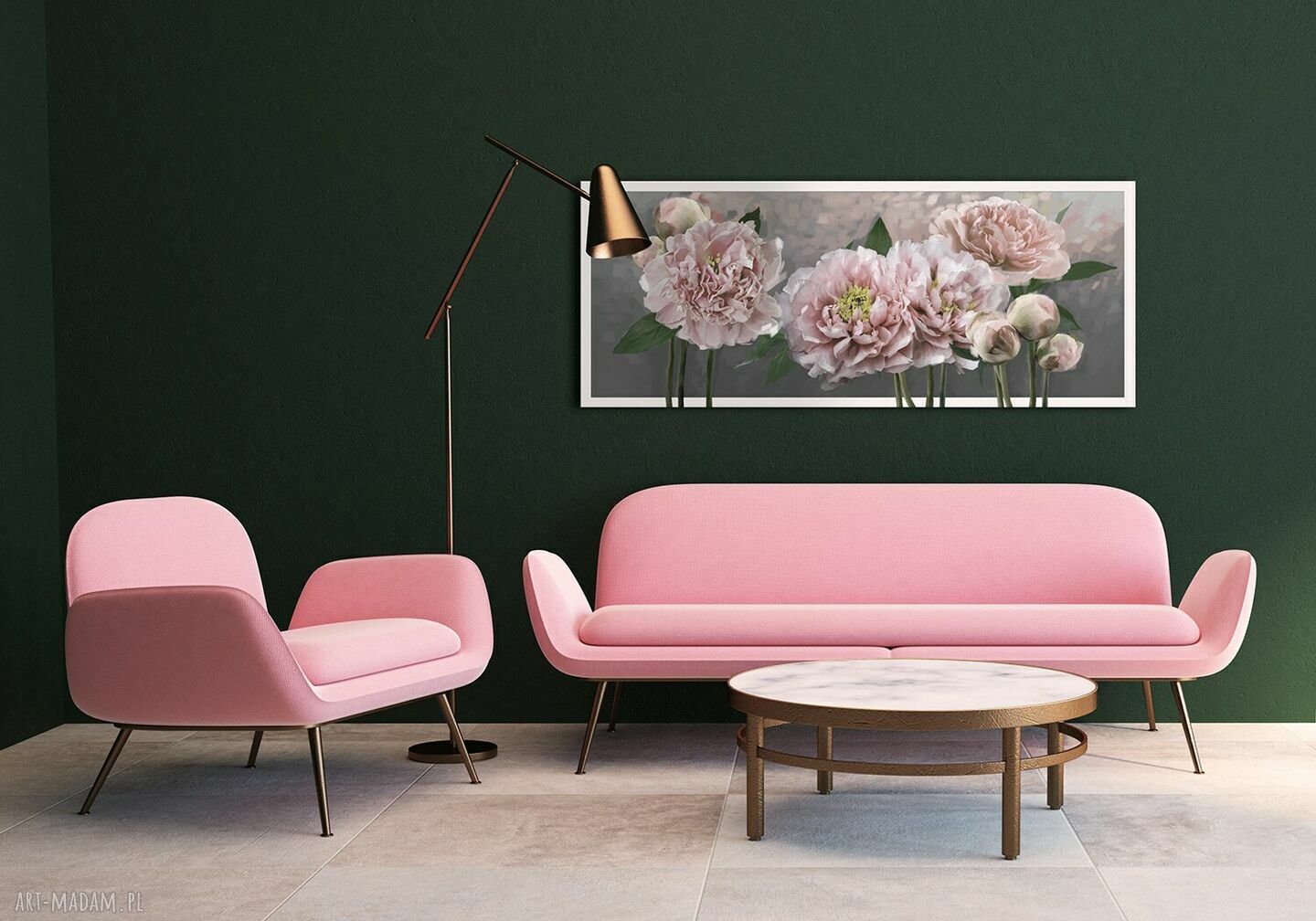 Obraz drukowany na płótnie Kwiaty Piwonii 147x60 cm - nowoczesna dekoracja do salonu