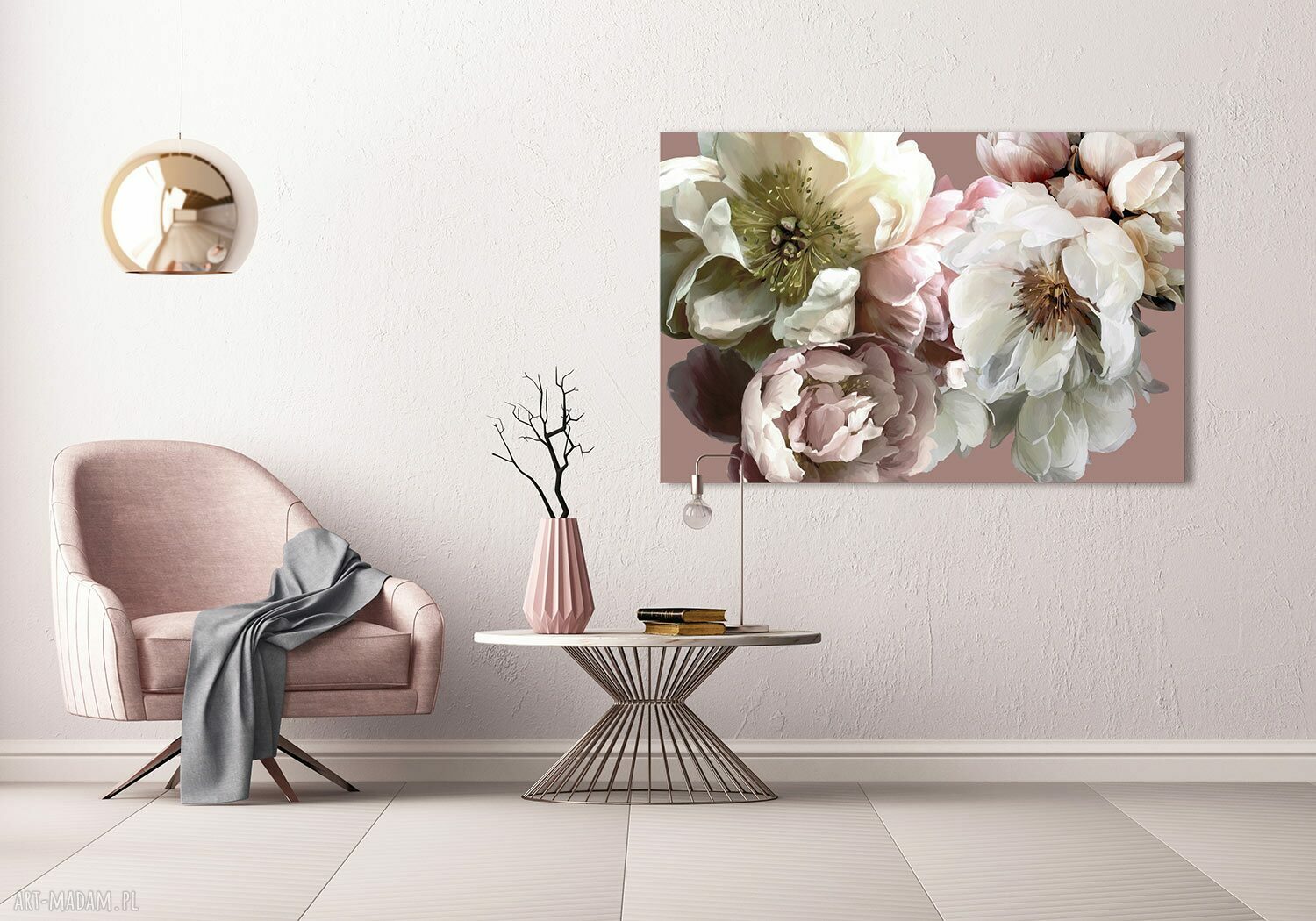Obraz drukowany na płótnie Kwiaty Piwonii 120x80 cm do sypialni - gotowy do zawieszenia