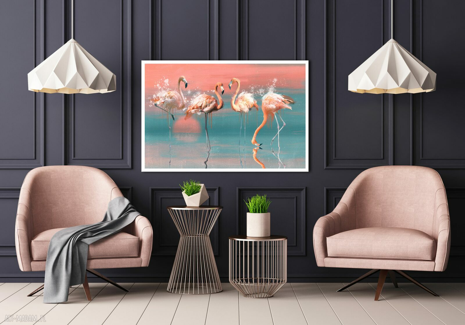 Obraz Flamingi na płótnie 120x80 cm 02603