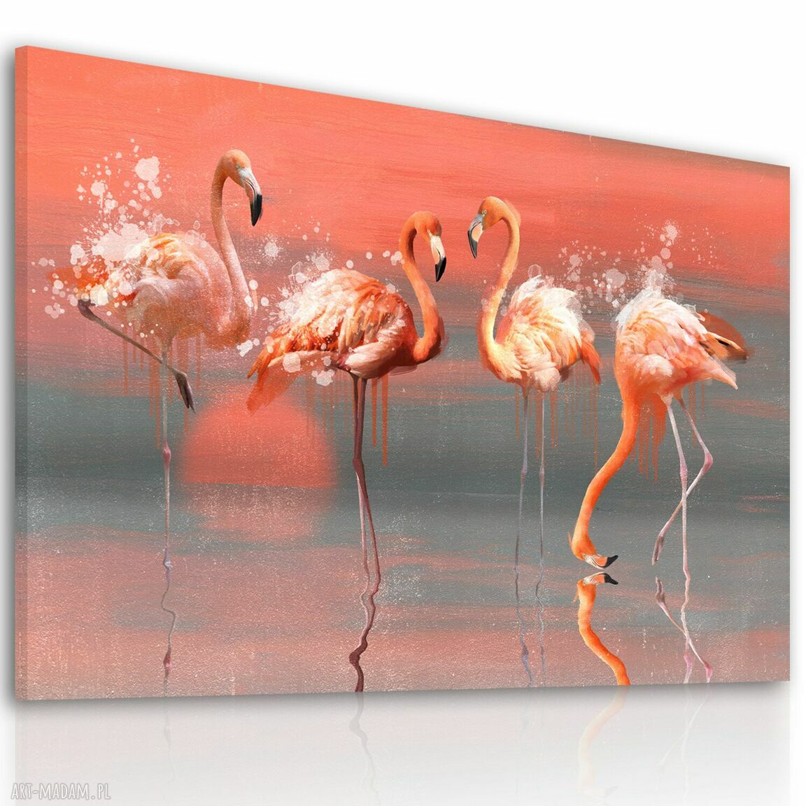 Obraz drukowany na płótnie Flamingi 120x80 cm - tropikalna dekoracja do domu