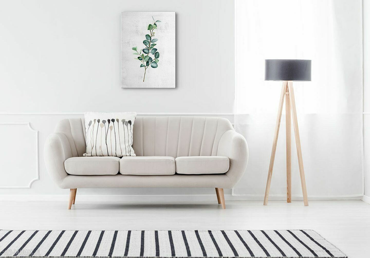 Obraz na płótnie - akwarelowa roślina eukaliptus 40x60 cm