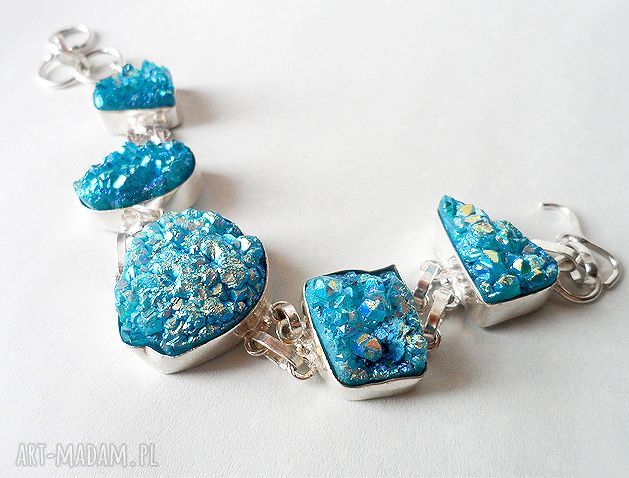 Druzy Agatu Pokryte Tytanem - awangardowa bransoletka z minerałów (Vivi Art)