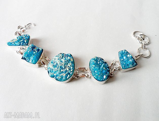 Druzy Agatu Pokryte Tytanem - awangardowa bransoletka z minerałów (Vivi Art)