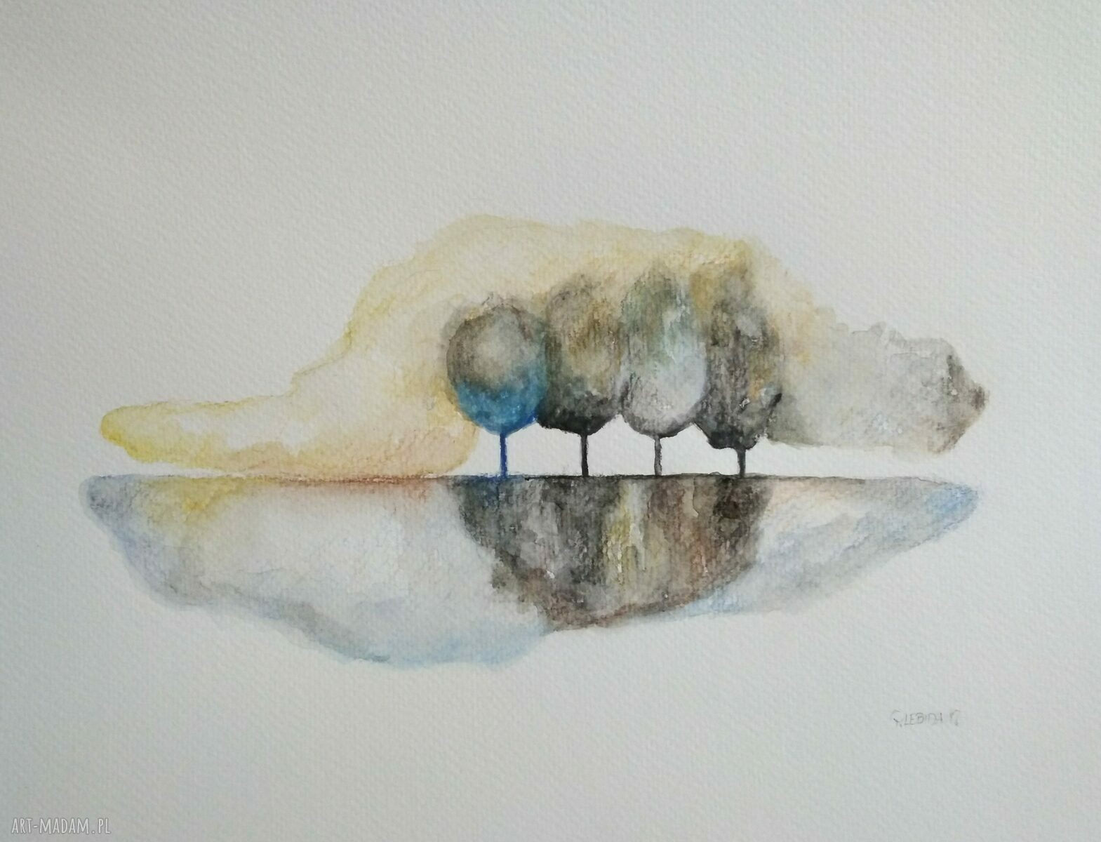 Abstrakcyjne drzewa - akwarela 32x24 cm
