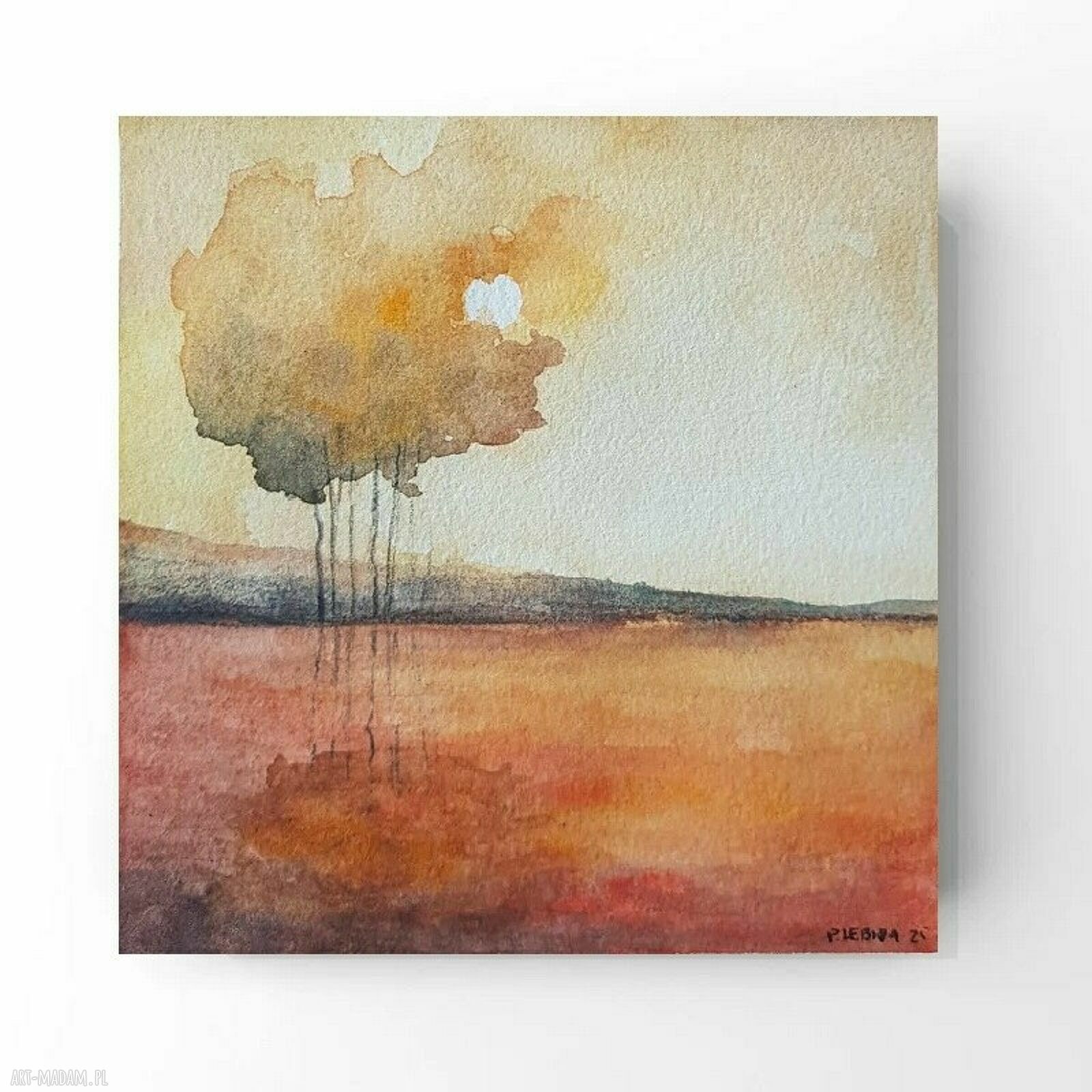Akwarela „Drzewa” 15x15 cm - Paulina Lebida