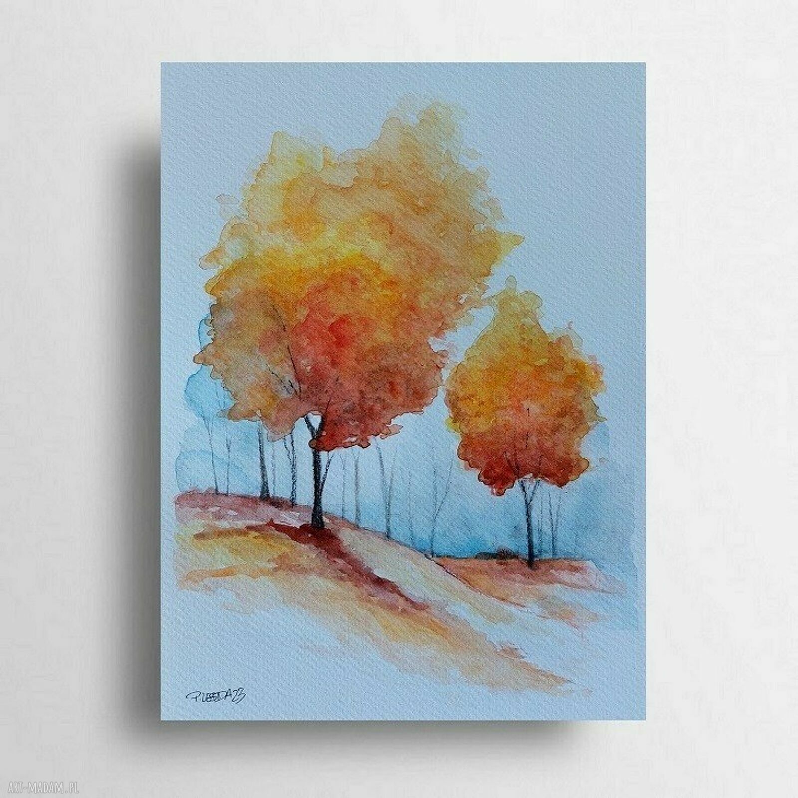 Drzewa - akwarela Pauliny Lebidy 18x24 cm oryginalny, sygnowany obraz