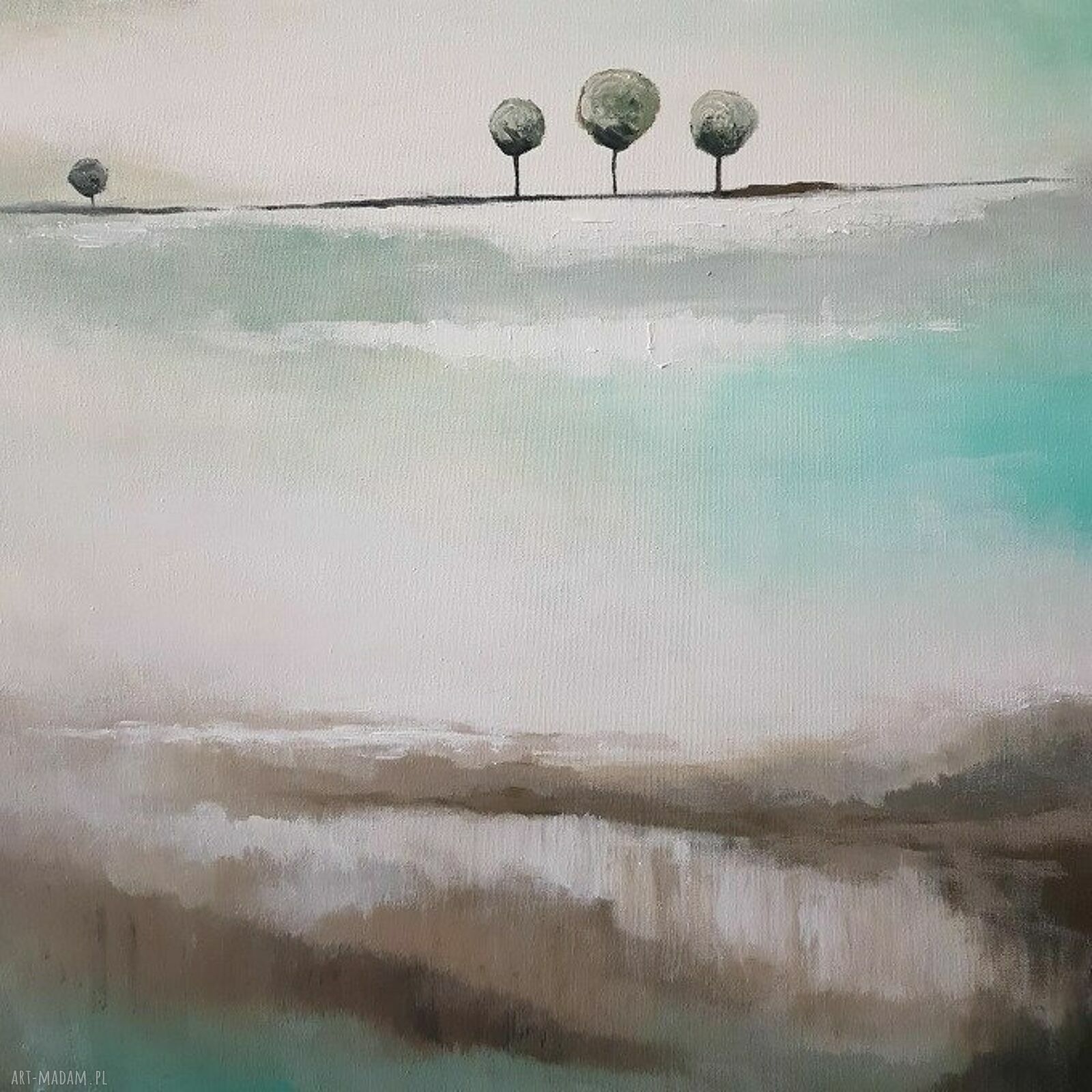 Obraz akrylowy „Drzewa” 80x60 cm - ręcznie malowany pejzaż, gotowy do powieszenia