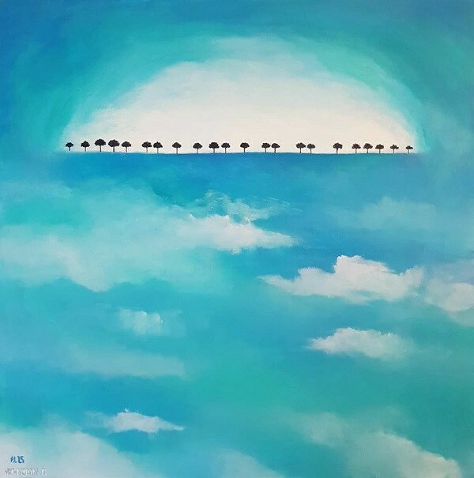 Drzewa - ręcznie malowany obraz akrylowy 60x60 cm