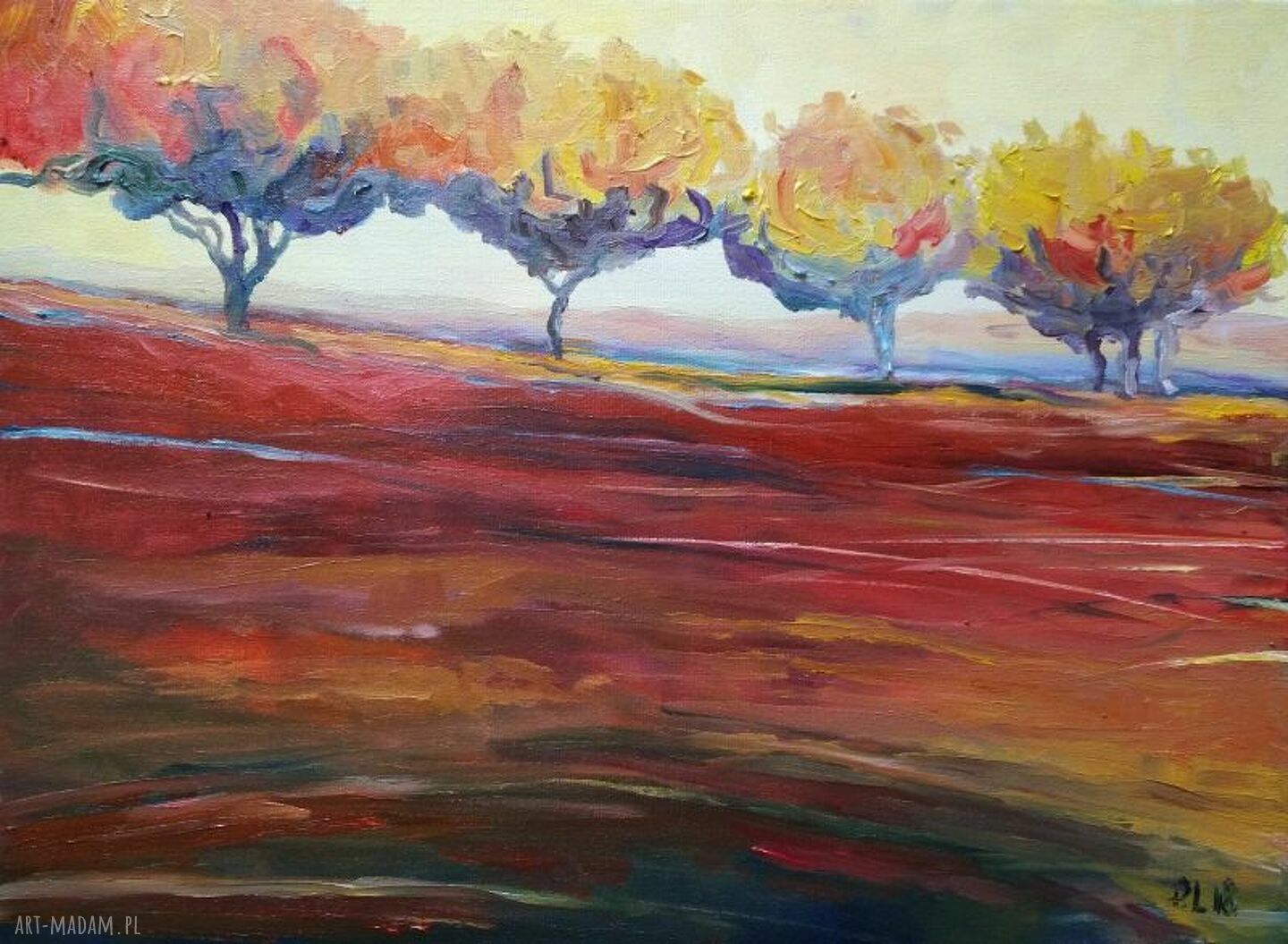 Obraz olejny „DRZEWA” 40x30 cm - sygnowany, gotowy do zawieszenia