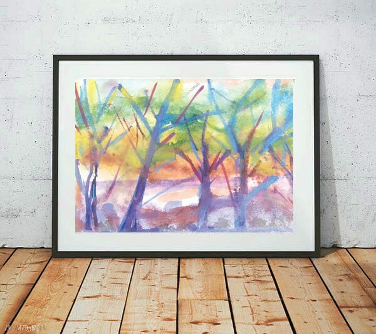 Wiosenne drzewa - kolorowa grafika 21x30 do domu (A4), bez ramki