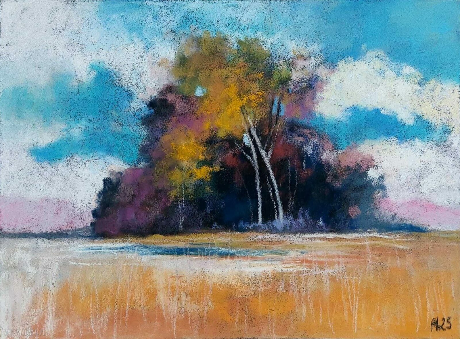 Rysunek pastelowy Drzewa 18 x 24 cm